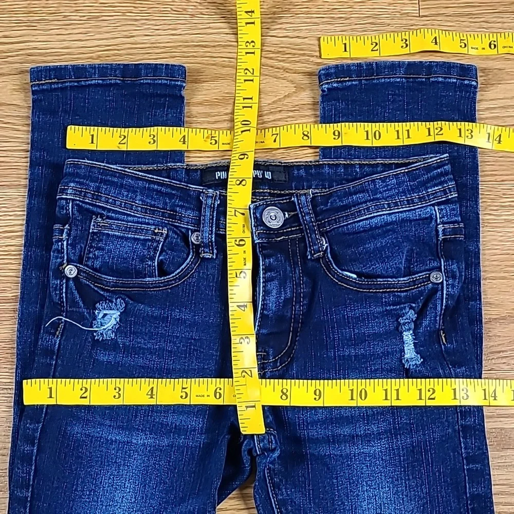 PUBLIC SUPPLY CO. GIRLS KIDS SIZE 8 SKINNY DISTRESSED PRE-OWNED BLUE JEANS